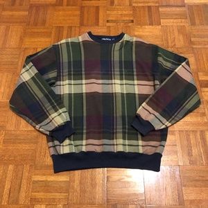 Vtg Nautica Mens Medium Plaid Crewneck 